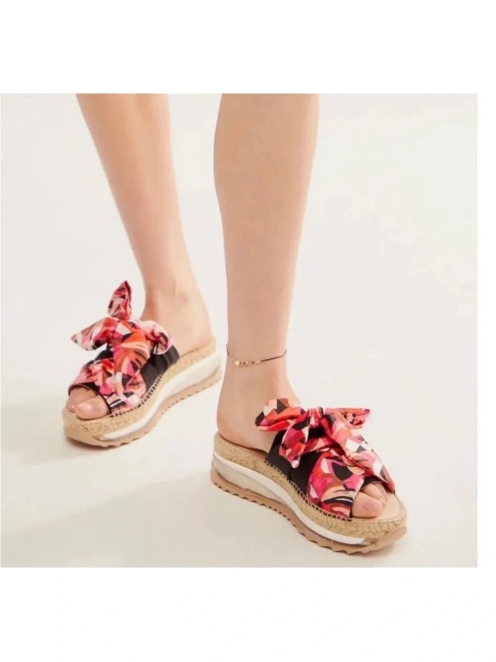 NIB Free People Chapmin Sport Sandal Sneaker Espadrille Ribbons Black Red 38 /8